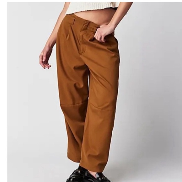 Free People 6 Pants Turning Point Pleated Barrel Trousers in mustard